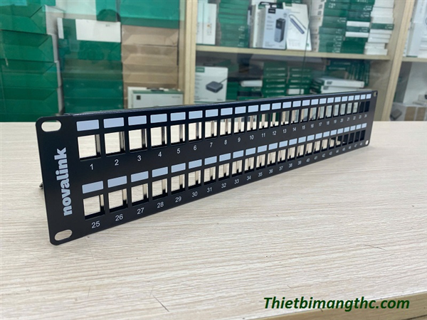 Thanh đấu nối , Patch Panel 2U 48 Cổng Chưa bào gồm ổ cắm  NOVALINK CC-06-00064 Có Thanh Đỡ