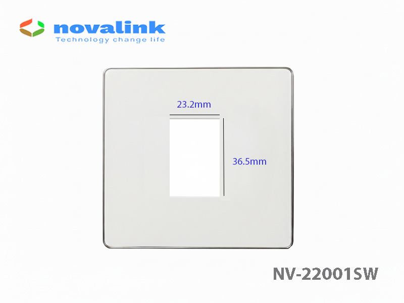 Mặt ổ cắm mạng công tắc 1 vuông NV-22001SW Novalink - mặt trước thiết kế thẩm mỹ
