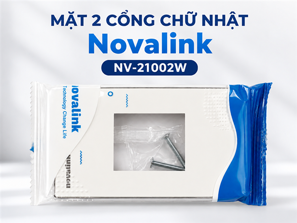 Mặt Wallplate 2 cổng Novalink NV-21002W hình chữ nhật - Điện, Mạng, HDMI, VGA, USB, Audio
