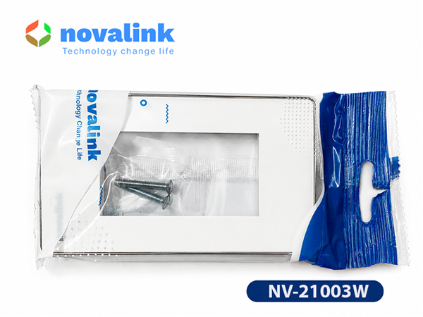 Mặt ổ cắm Wallplate 3 cổng Novalink NV-21003W màu trắng tuyết - Lắp nhân Điện, Mạng, HDMI, USB, VGA