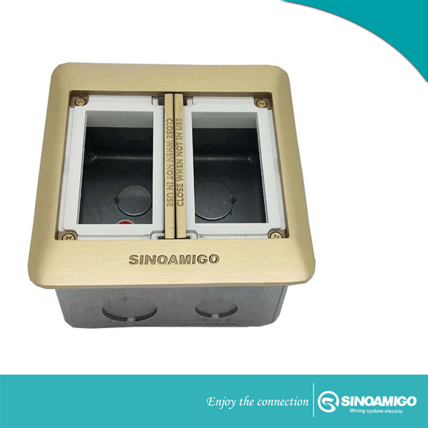 Ổ cắm âm sàn 6 modules Sinoamigo SFP-2B màu đồng