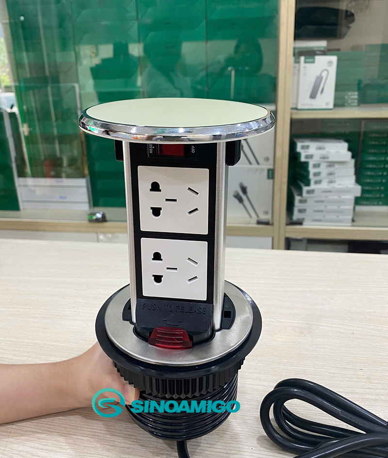 Ổ điện âm bàn đảo nâng hạ cơ Sinoamigo STP-1RW-2
