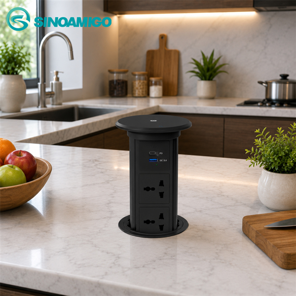 Ổ cắm n&acirc;ng hạ th&ocirc;ng minh Sinoamigo SMT-6B với t&iacute;nh năng chống nước an to&agrave;n