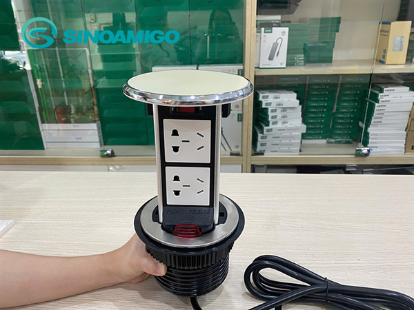 Ổ điện âm bàn đảo nâng hạ cơ Sinoamigo STP-1RW-2