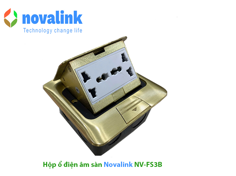 Hộp ổ điện âm sàn Novalink NV-FS3SB màu đồng chính hãng