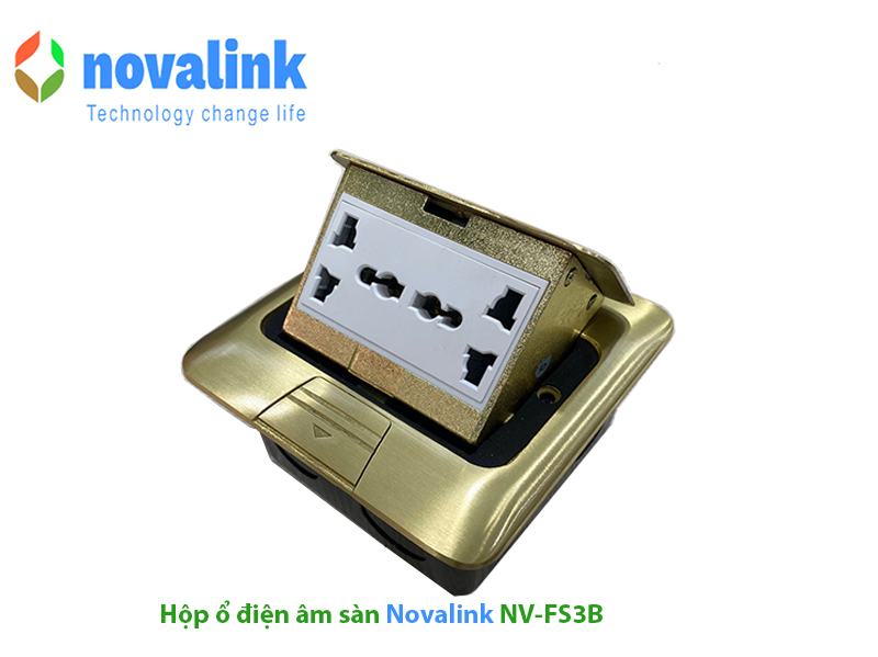 Hộp ổ điện âm sàn Novalink NV-FS3SB màu đồng chính hãng