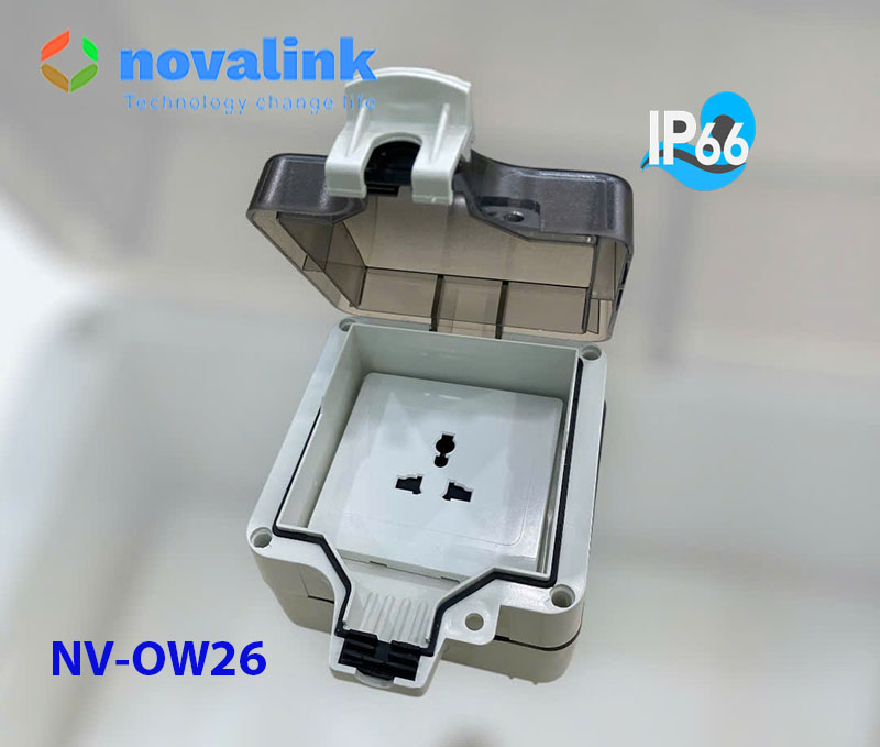Hộp ổ cắm điện âm tường chống nước IP66 Novalink NV-OW26 chính hãng