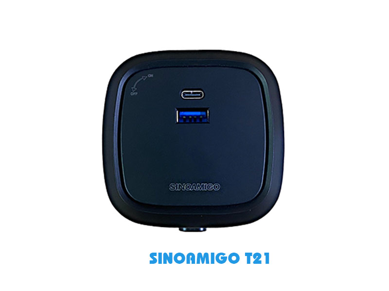 Ổ cắm sạc điên thoại gồm 1 USB A, 1 USB C dùng cho thanh ray Sinoamigo T21