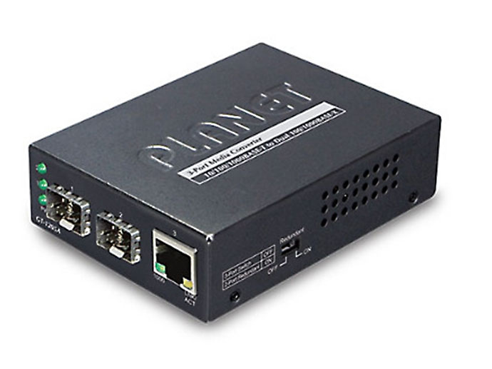 Bộ chuyển đổi quang điện PLANET GT-1205A (2 SFP + 1 RJ45, Gigabit)