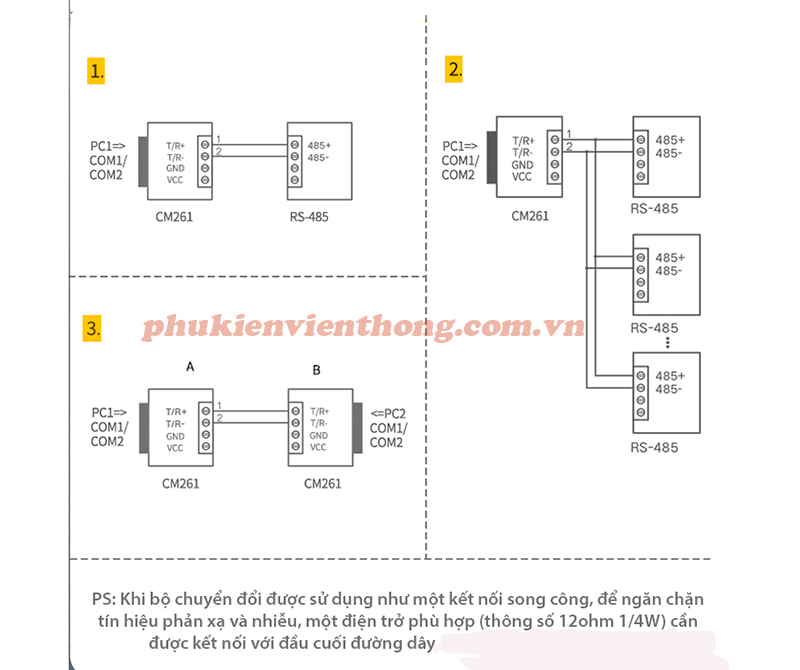 Đầu chuyển đổi com RS232 DB9 to RS485 Ugreen 70613 chính hãng