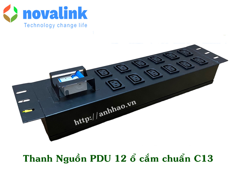 Thanh nguồn PDU 12 cổng C13 Novalink mã NV-66207A chuẩn 19