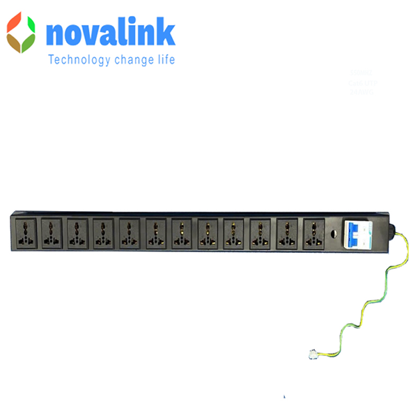 Thanh nguồn PDU 12 ổ cắm đa năng 16A NOVALINK NV-66203  Chính hãng, chịu tải cao