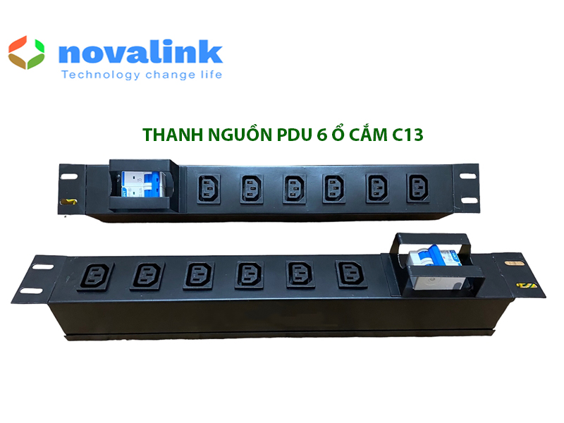 Thanh nguồn PDU 6 cổng C13 Novalink NV-66205A chuyên dùng cho tủ mạng