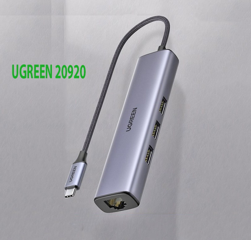 Bộ chia USB Type C sang Lan + 3 USB 3.0 Ugreen 20920