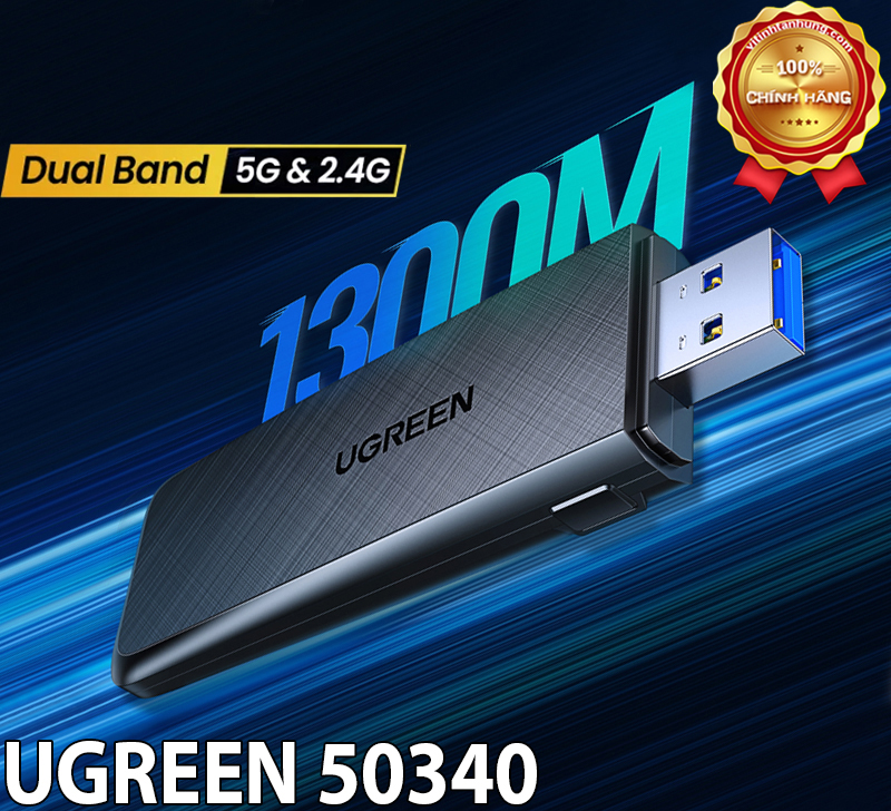 USB Wifi Băng tần kép 5G & 2.4G chính hãng Ugreen 50340