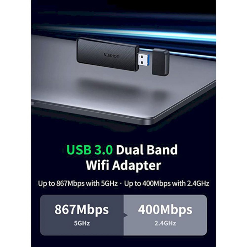 USB Wifi Băng tần kép 5G & 2.4G chính hãng Ugreen 50340