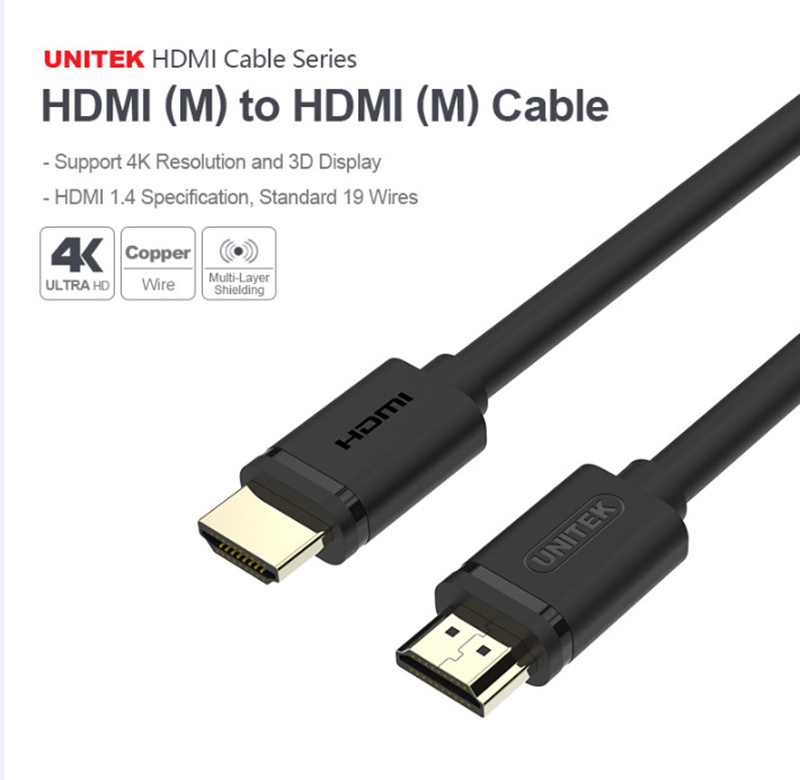 Cáp HDMI to HDMI chính hãng unitek 30m Y-C171 cao cấp, có chíp khuếch đại