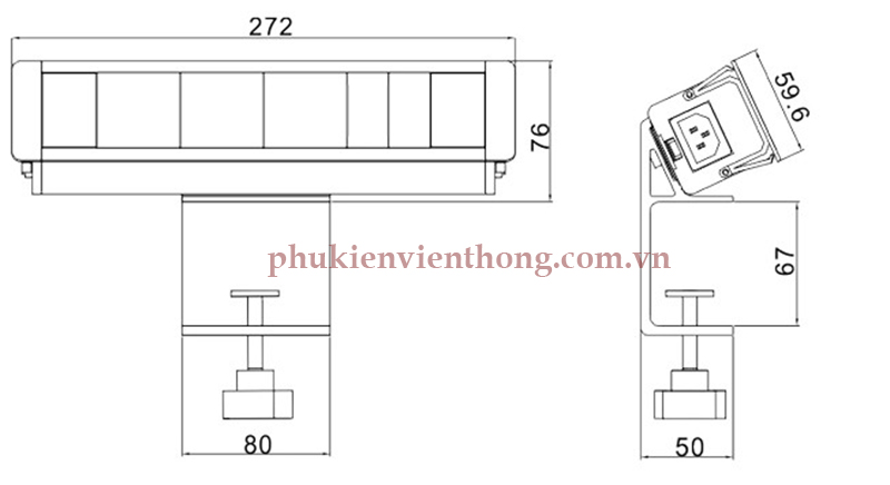 Hộp ổ cắm điện gắn bàn sinoamigo STS-C60S/F8 chính hãng