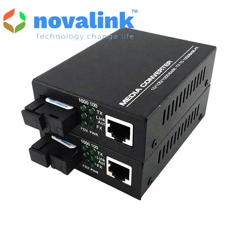 bộ chuyển đổi quang điện Novalink NV-43102D-SM-25 2 sợi SC Single Mode 1Gb