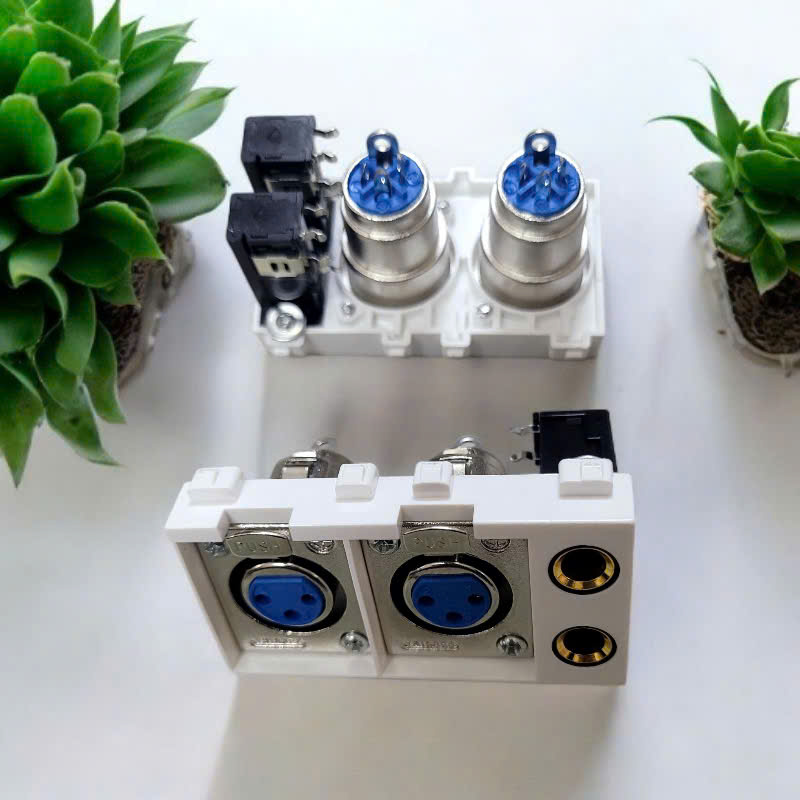 Hạt Ổ Cắm 2 Kanon + 2 Audio 6.5mm Cao Cấp Novalink NV-2CA2UV Chính Hãng