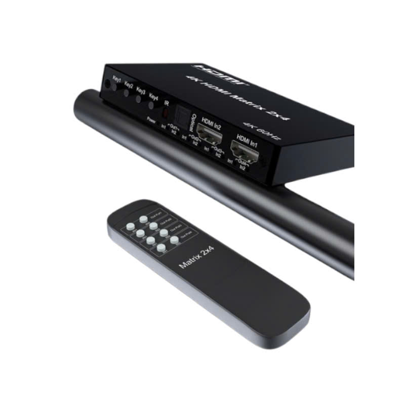 Bộ chuyển mạch ma trận HDMI 2 vào 4 ra Dtech DT-7224W | HDMI 2.0 4K@60Hz Cao Cấp