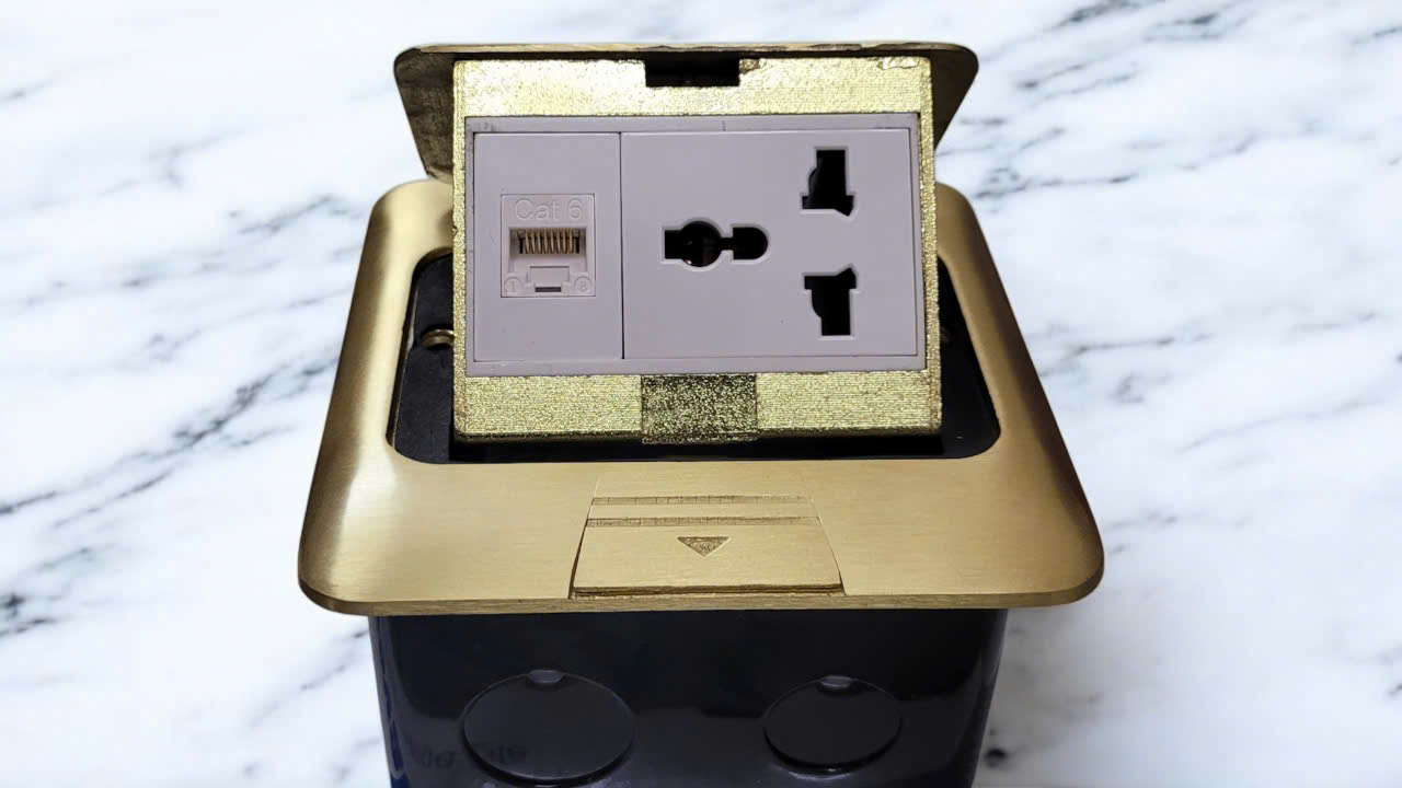 Ổ cắm điện v&agrave; mạng &acirc;m s&agrave;n Novalink ch&iacute;nh h&atilde;ng