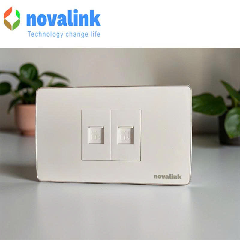 Ổ cắm mạng LAN Cat6 2 cổng âm tường Type 128 Novalink NV-21002WS