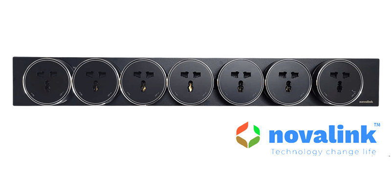 Thanh Ray Lắp Ổ Điện Âm Bàn Novalink 80cm Trắng - mặt trước