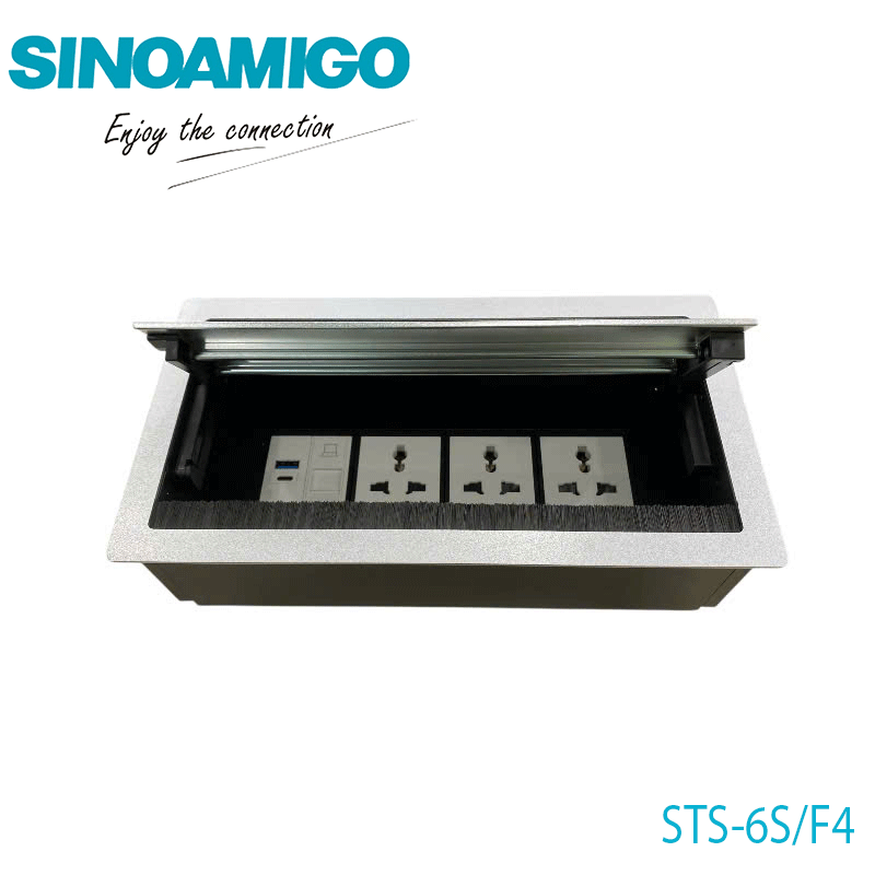 Hộp ổ điện âm bàn Sinoamigo STS-6S/F4 mở nắp