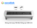 Ổ điện âm bàn Novalink NV-ST803E góc nghiêng tích hợp HDMI USB RJ45