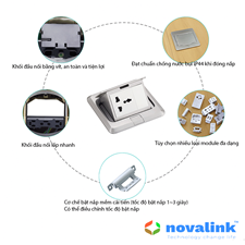 Nhà phân phối Bộ ổ cắm âm sàn Điện, mạng, HDMI, Canon Sinoamigo cao cấp đa năng