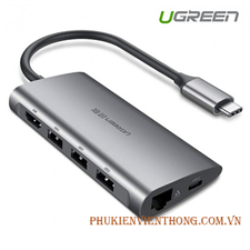 Bộ chuyển đổi đa năng USB C to HDMI/Ethernet/USB 3.0/Card SD/TF Ugreen 50538 chính hãng