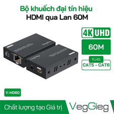 Bộ kéo dài tín hiệu HDMi qua dây mạng 60m VegGieg V-HD60 chính hãng