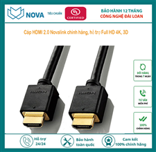 Cáp HDMI 2.0 NOVA  dài 1m hỗ trợ Full HD 4k,3D chính hãng NV-41001
