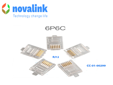 Đầu bấm điện thoại RJ1, 6 pin Novalink CC-01-00299 50cái/túi mạ vàng 50U