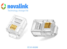 Đầu bấm điện thoại RJ11 4 pin Novalink CC-01-00298 chân mạ vàng 50U 50 cái/túi