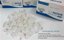 Đầu Bấm, Hạt Mạng Cat5E Novalink RJ45 8 Chân Mạ Vàng 50U | Hộp 100 Cái, Nhựa UL-94V2