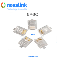 Đầu Bấm RJ11, 4 Chân Mạ Vàng 50U NOVALINK | Hạt Điện Thoại | Túi 50 Cái