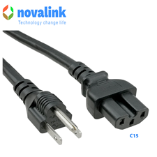 Dây, cáp  nguồn 3 chấu chuẩn Mỹ to C13 Novalink NV-53005A - 2m, 16AWG, 13A, UL
