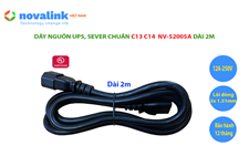 Dây nguồn C13 C14 dài 2M Novalink NV-52005A, lõi đồng 3G x 1.31mm cao cấp