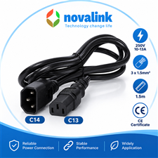 Dây nguồn C13 to C14 3×1.5mm² dài 1.5m Novalink NV-52103A