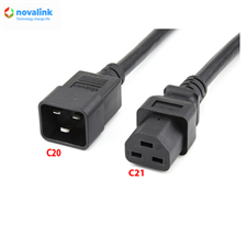 Dây nguồn C20 to C21 Novalink NV-56009A - 2m, 14AWG, 15A, màu đen, chuẩn UL