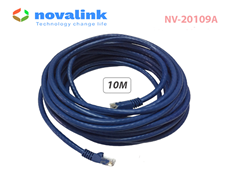 Dây nhảy Cat6 10m Novalink 100% đồng, 24AWG, pass Fluke, màu xanh