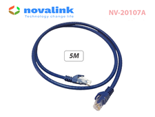 Dây nhảy Cat6 5m Novalink 100% đồng, 24AWG, pass Fluke, màu xanh