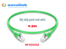 Dây nhảy cat6A STP Bọc chống nhiễu dài 0.5M Novalink NV-63101A màu xanh (Green)