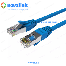 Dây nhảy mạng Cat6A STP 4m 24AWG Blue | Novalink NV-60106A