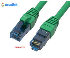 Dây Patch Cord LAN Cat6A STP 15m Màu Xanh Lá | Novalink NV-63110A Chính Hãng