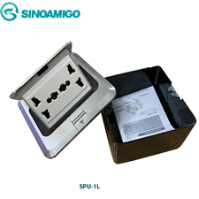 Hộp ổ cắm âm sàn SinoAmigo SPU-1L màu bạc - 3 module chính hãng