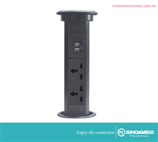 Hộp ổ cắm điện âm bàn cao cấp SInoamigo SMT-2 mở nắp tự động