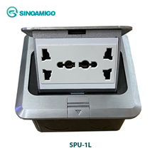 Hộp ổ cắm điện âm sàn SINOAMIGO SPU-1L+D màu bạc chính hãng